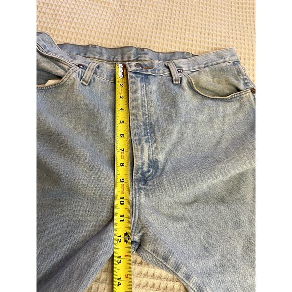 VTG Wrangler High Waisted Straight Leg Light Wash Western Wear Jeans Size 34 - Picture 6 of 11